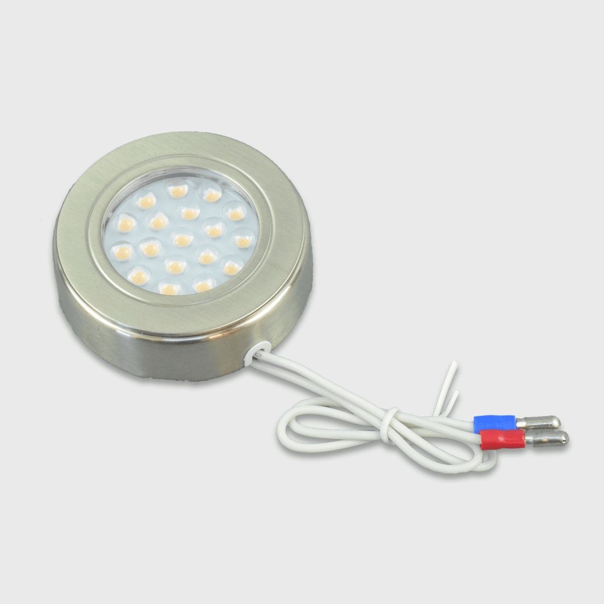 Spot LED tactile 12V 1,55W blanc chaud, nickel brossé