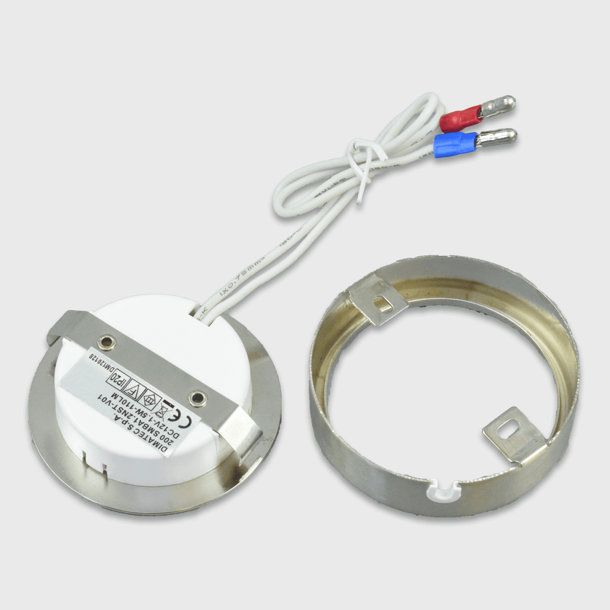 Spot LED tactile 12V 1,55W blanc chaud, nickel brossé
