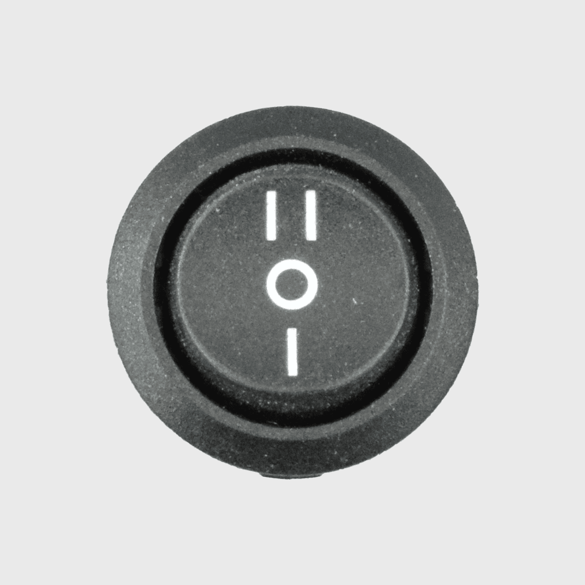 12V Einbauschalter, rund, schwarz, II-0-I