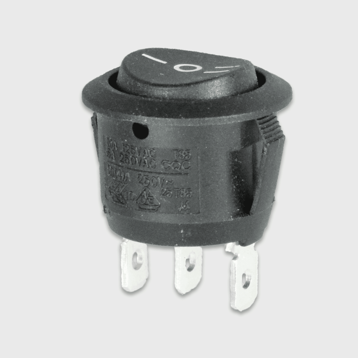 Interrupteur encastrable 12V, rond, noir, II-0-I