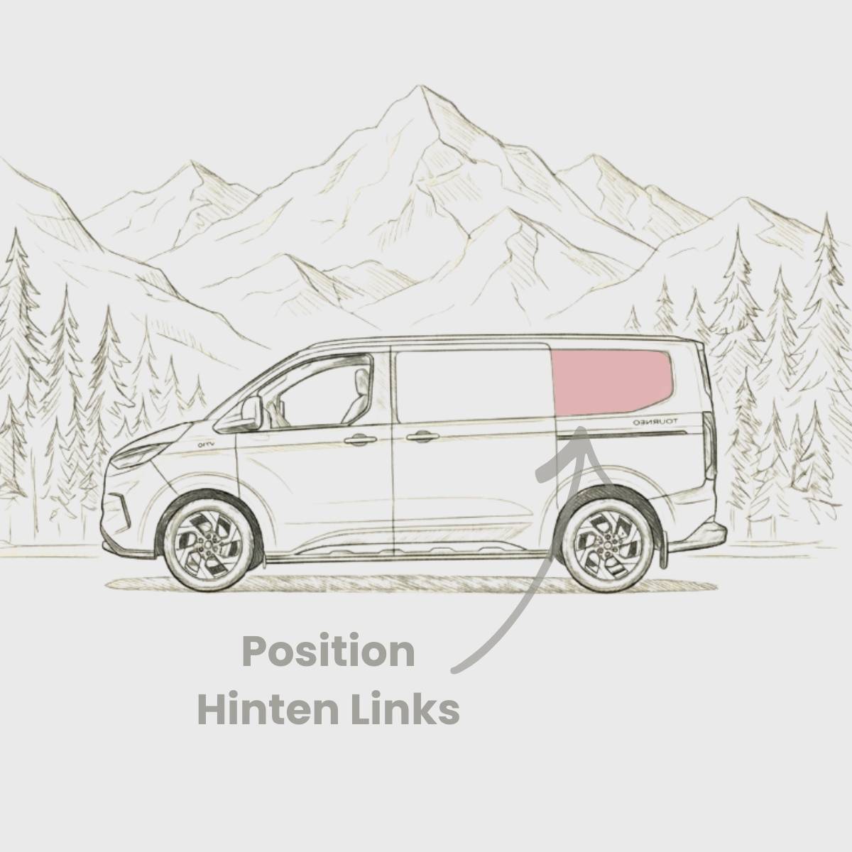 Seitenscheibe - Hinten | Ford Transit Custom V710 / Ford Tourneo Custom V710 / VW New Transporter T7 / VW New Caravelle T7 L1 KR
