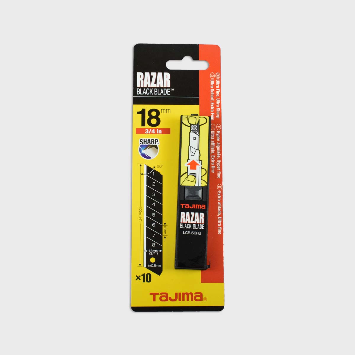 Lames de cutter Tajima Razar noires 18 mm 10 pièces
