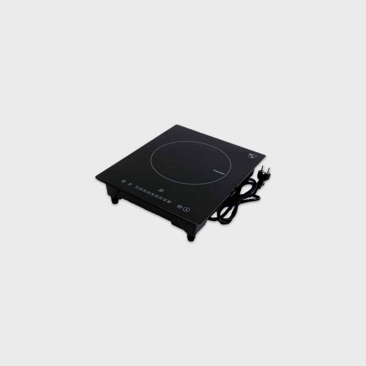 Sleek K&H INS-2401-X induction cooktop with a modern black glass surface, touch controls, and digital display for precise cooking.