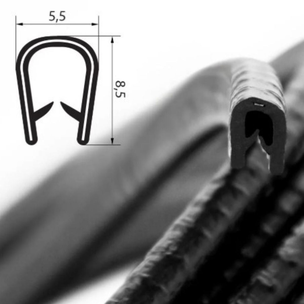 Kantenschutz zum Fenstereinbau 0,5-1,5 mm schwarz, 4 Meter