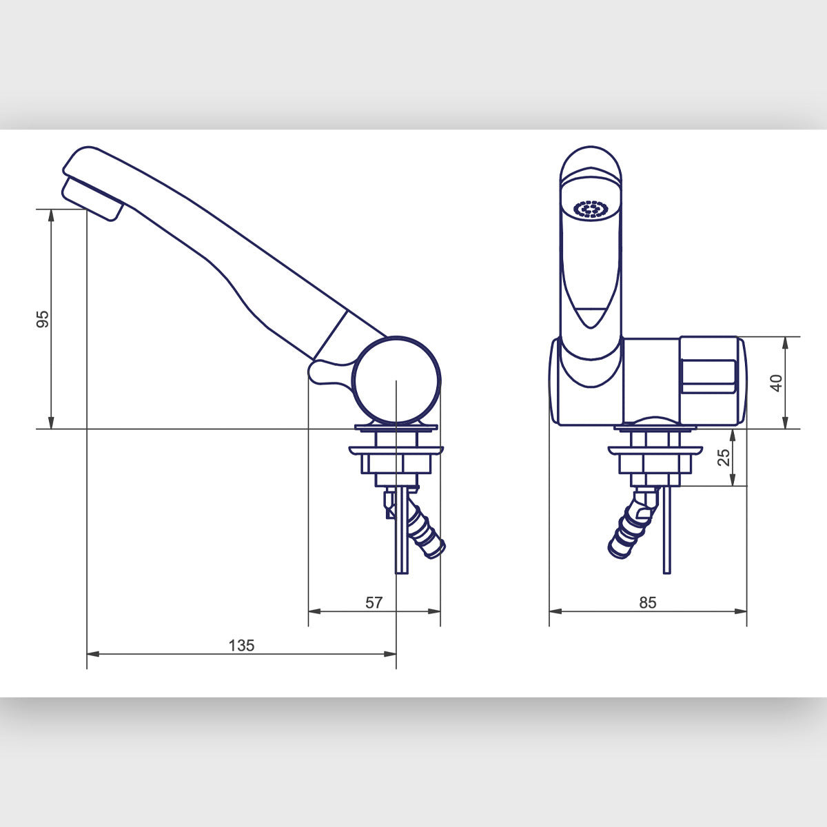 Tap "London," foldable spout, 12V with switch