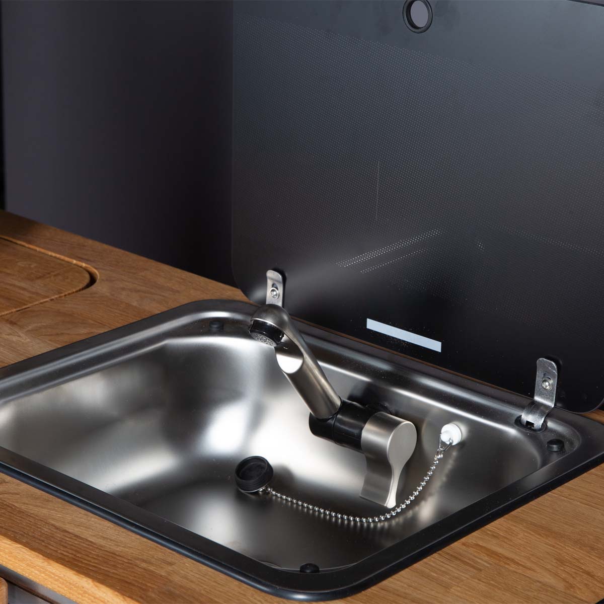 Dometic CE99 Edelstahl Waschbecken mit Glasabdeckung