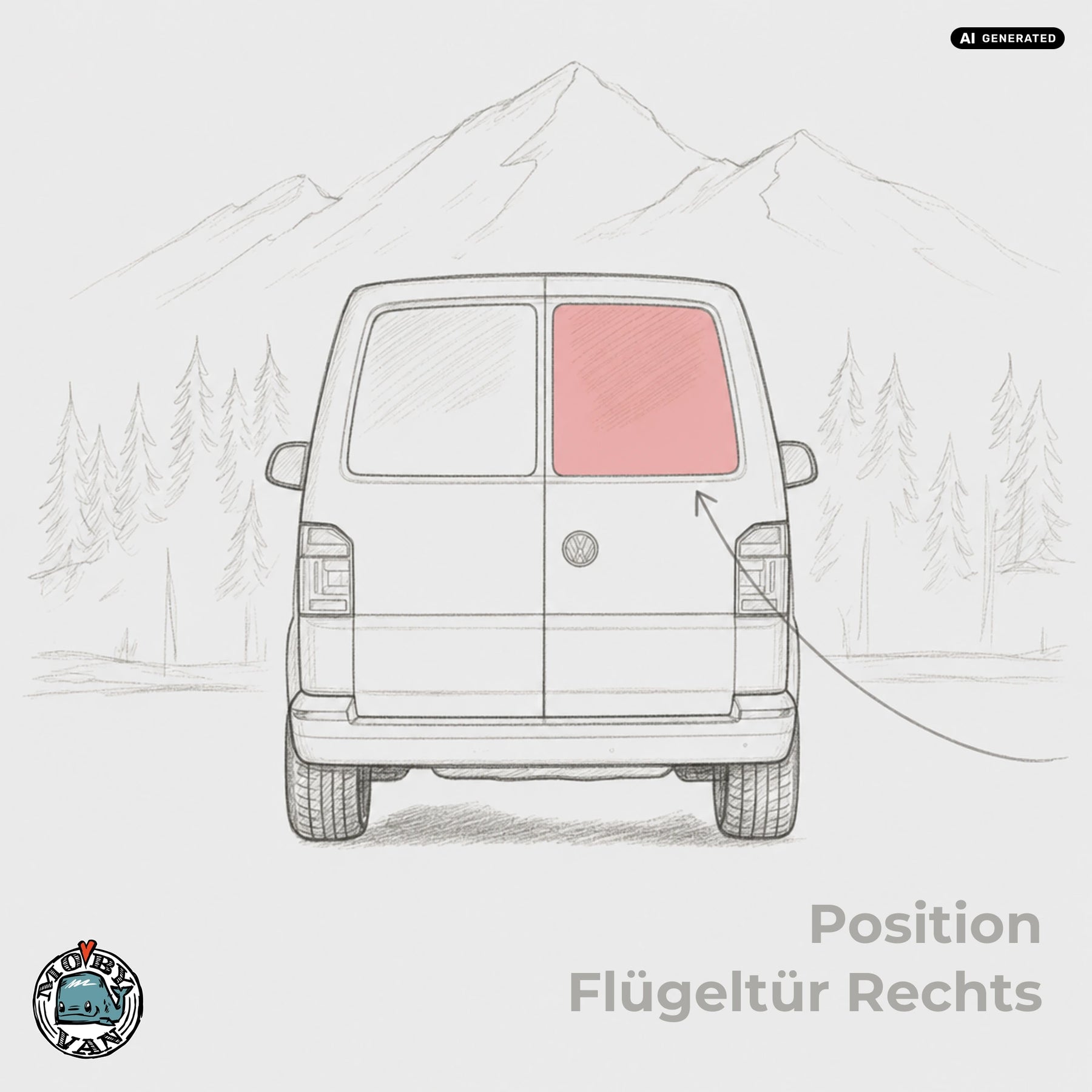 Heckscheibe - Flügeltür | VW T5 T5.2 T6 T6.1 H1