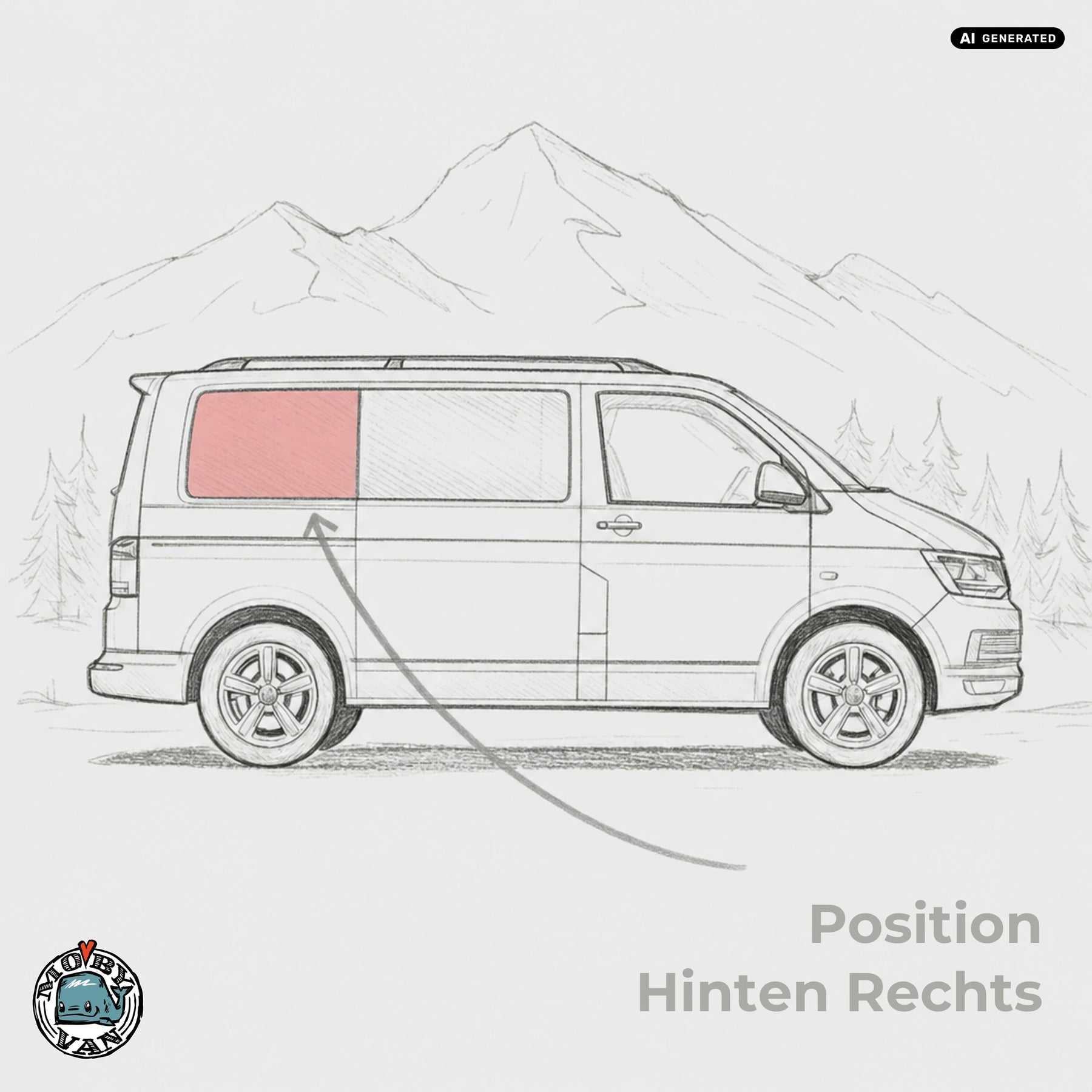 Schiebefenster - Hinten - getönt | VW T5 T5.2 T6 T6.1 L1 KR
