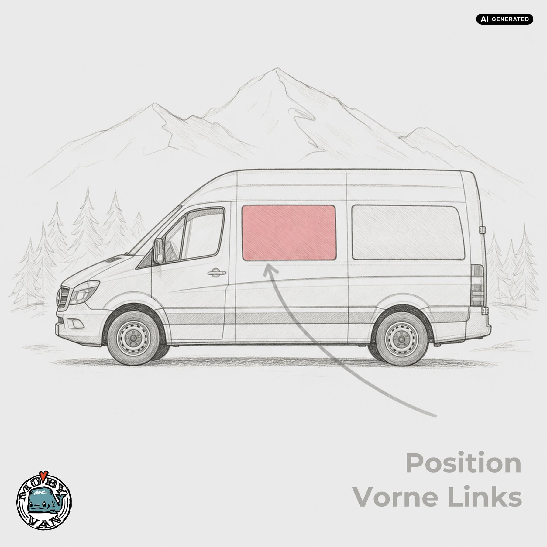 Schiebefenster - Vorne - getönt | MB Sprinter W906 W907 W910 / VW Crafter 1 L2 L3 L4