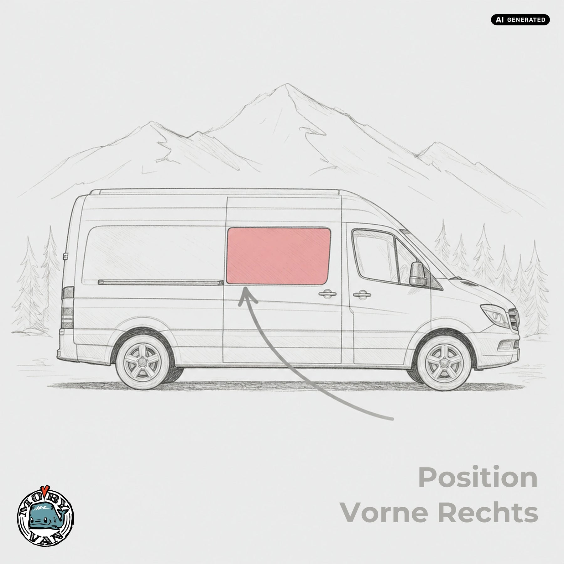 Schiebefenster - Vorne - getönt | MB Sprinter W906 W907 W910 / VW Crafter 1 L2 L3 L4