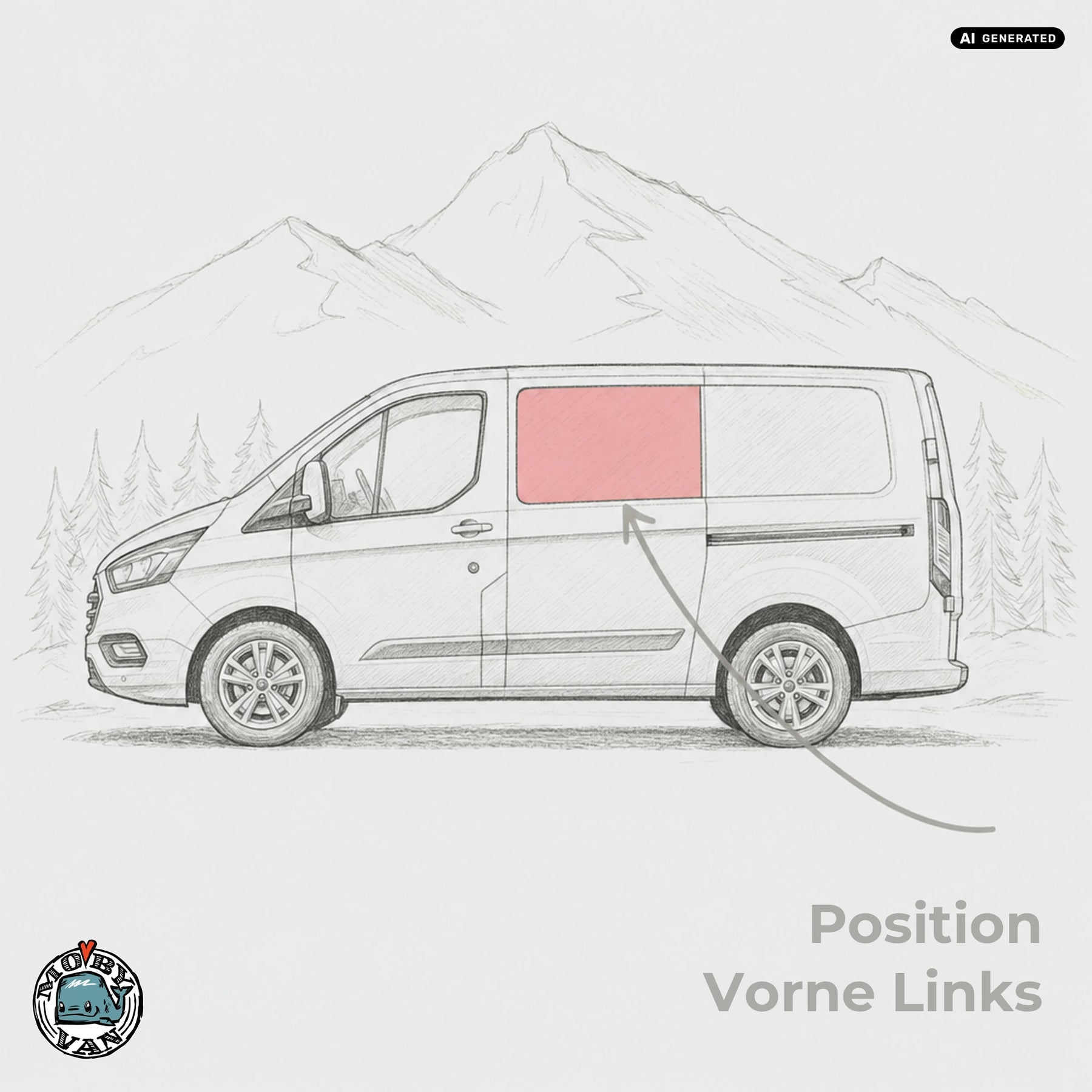 Seitenscheibe - Vorne - getönt | Ford Transit Custom V362