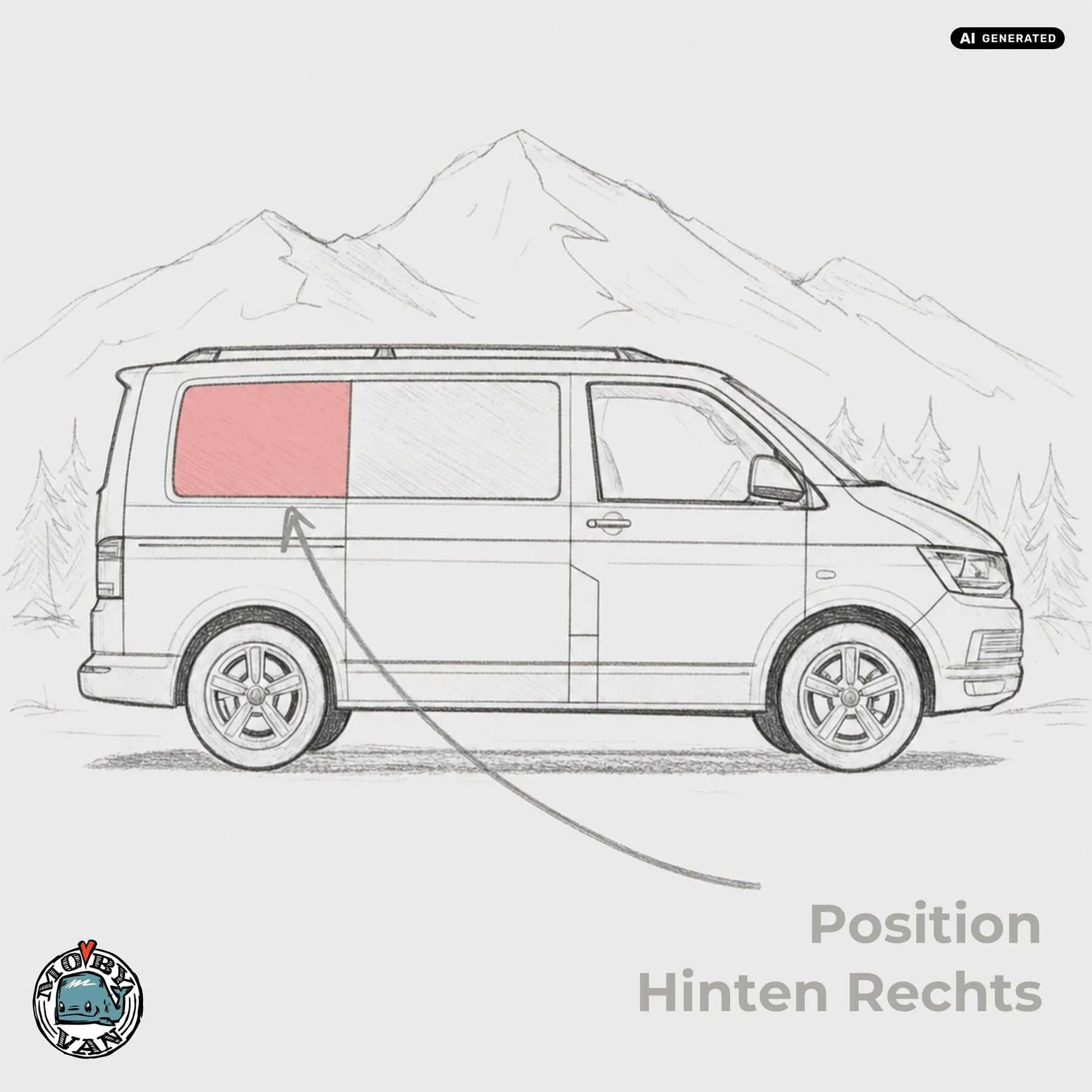 Seitenscheibe - Hinten | VW T5 T5.2 T6 T6.1 L1 KR