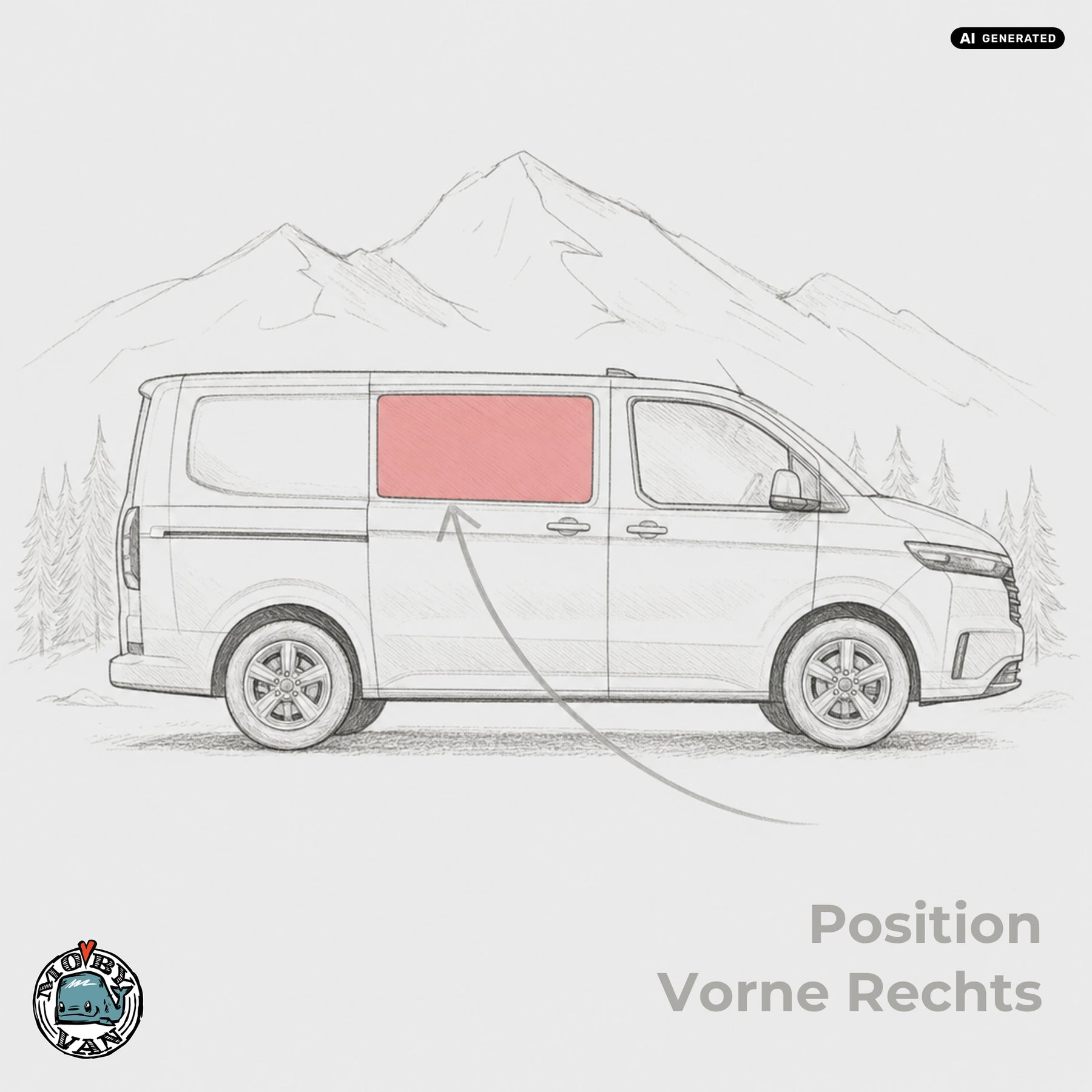 Schiebefenster - Vorne - getönt | Ford Transit Custom V710 / Ford Tourneo Custom V710 / VW New Transporter T7 / VW New Caravelle T7