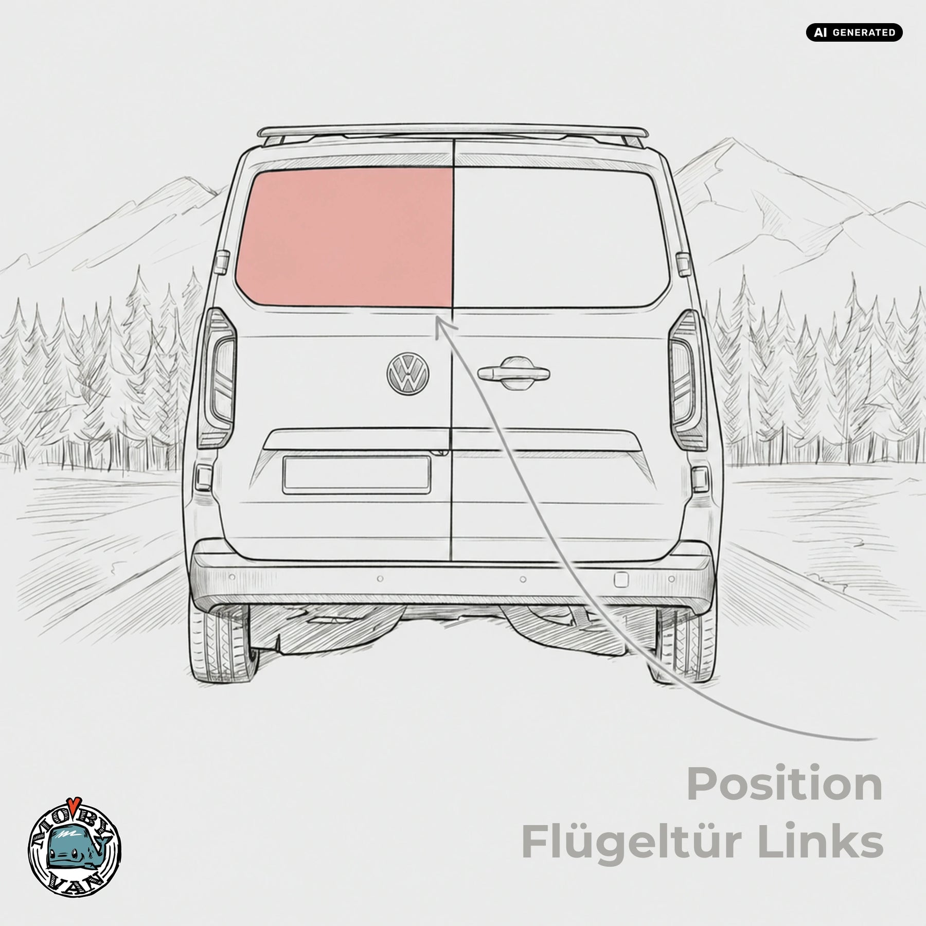 Heckscheibe - Flügeltür - getönt | VW New Transporter T7