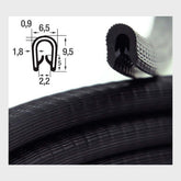 Kantenschutz zum Fenstereinbau 1-2 mm schwarz, 4 Meter
