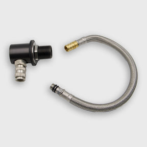 Queensize Camper Wandauslass 90° inkl. Schnellkupplung "Duschset 2" [Dark Edition]