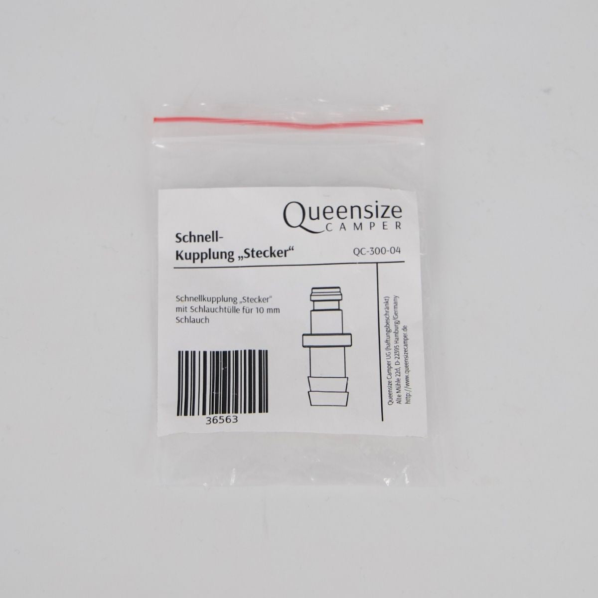 Queensize Schnellkupplung "Stecker" mit Schlauchtülle für 10mm Schlauch
