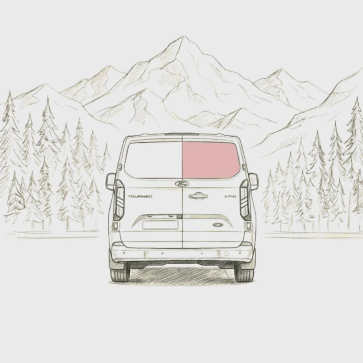 Heckscheibe Flügeltür Ford Transit Custom V710 (ab 2024) / New Transporter