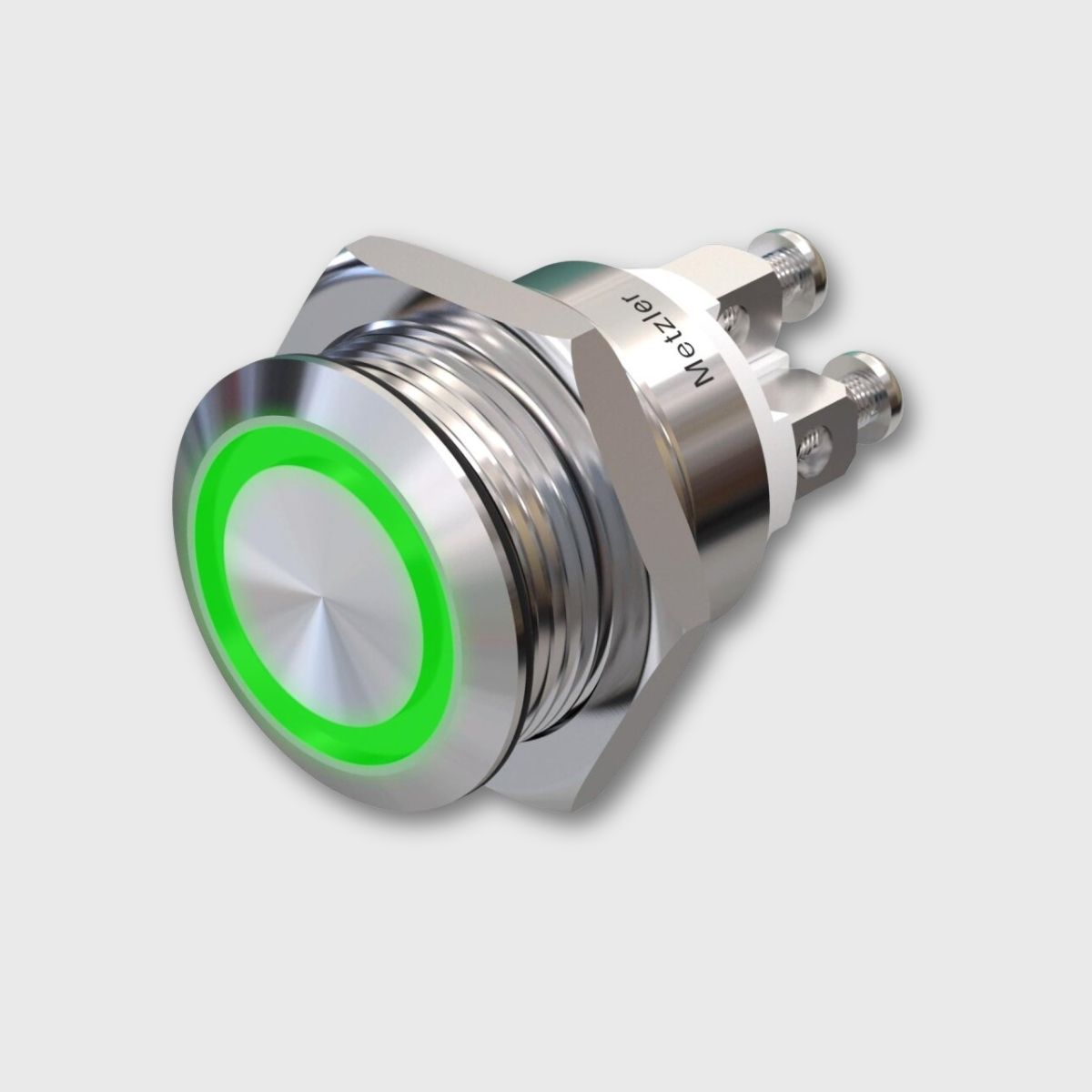 Edelstahl Drucktaster (IP67/IK10), rund 19mm, flach, Schraubkontakte