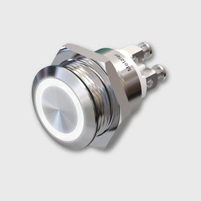 Edelstahl Drucktaster (IP67/IK10), rund 19mm, flach, Schraubkontakte