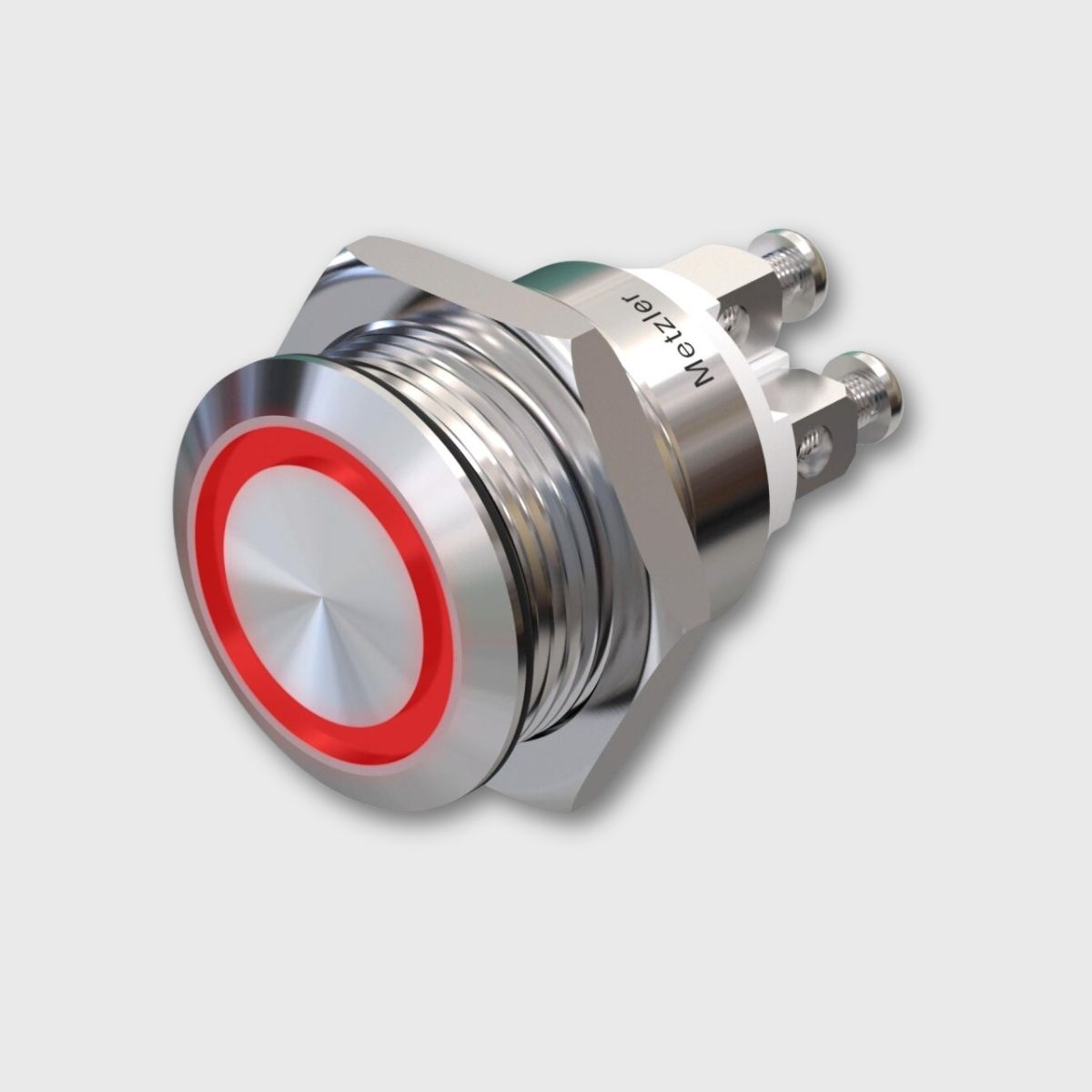 Edelstahl Drucktaster (IP67/IK10), rund 19mm, flach, Schraubkontakte