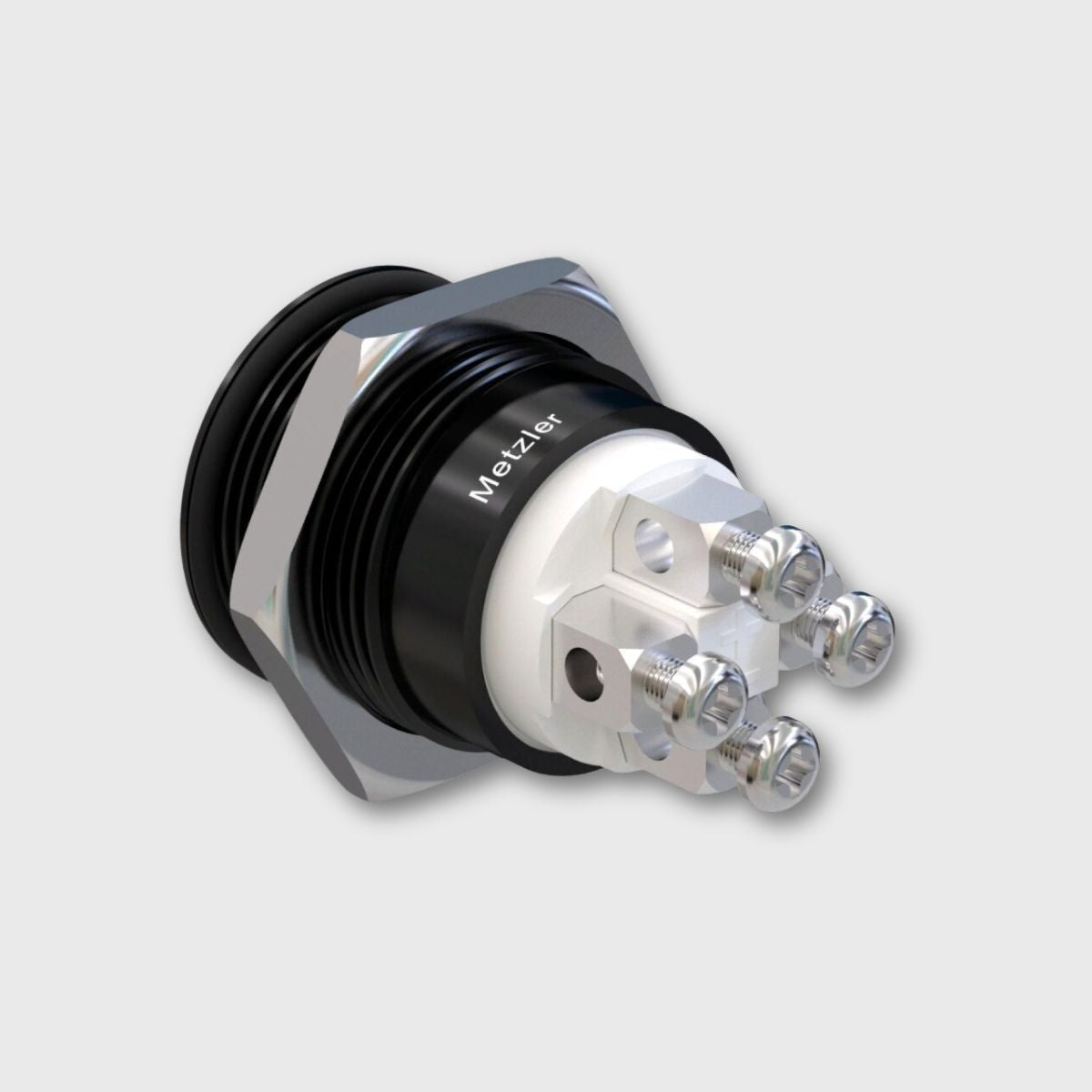 Drucktaster Aluminium schwarz (IP67 IK10), rund 19mm, flach, Schraubkontakte