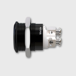 Drucktaster Aluminium schwarz (IP67 IK10), rund 19mm, flach, Schraubkontakte