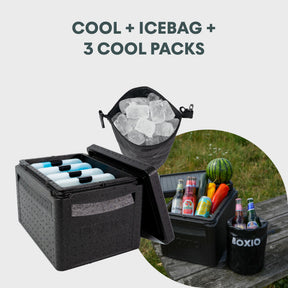 BOXIO COOL PLUS Kühlbox mit Kühlakkus und 3 Cool Packs für Getränke, Eiswürfel, Flaschen, Obst und Gemüse unterwegs