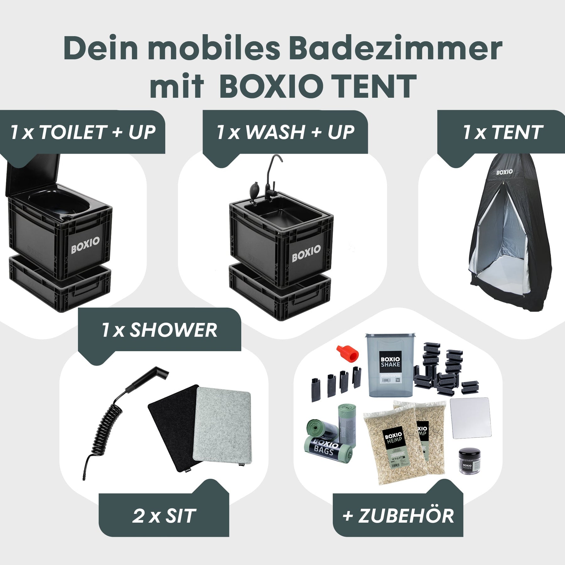 BOXIO SANITARY PLUS  | Mobiles Badezimmer mit TENT